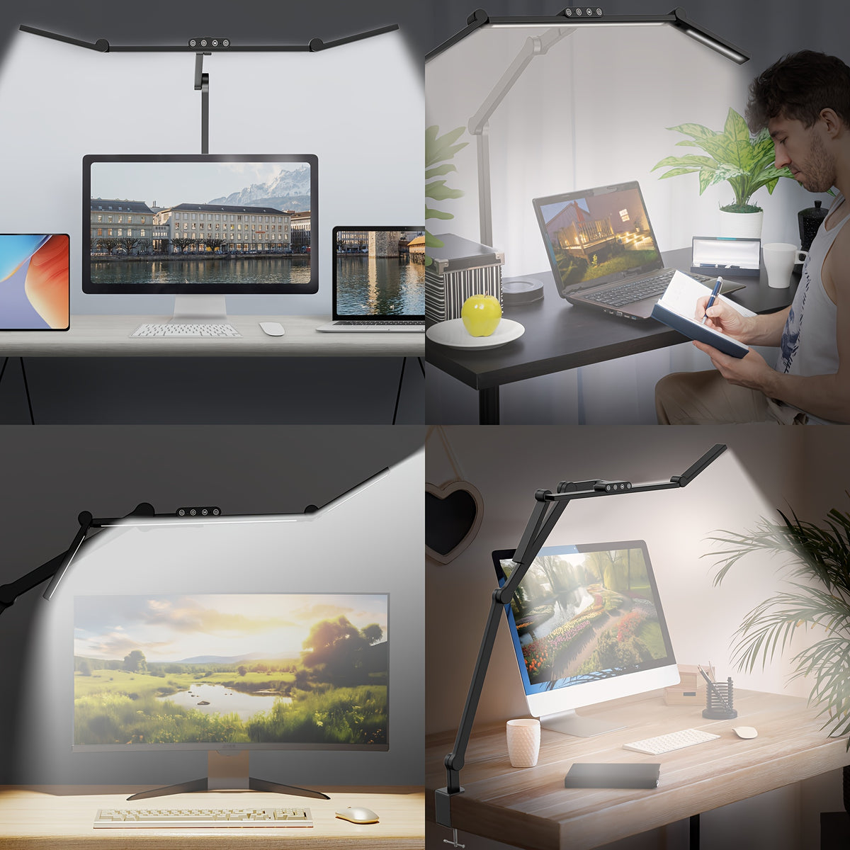 Lampe de bureau à pince d'architecte 24 W, barre LED de 58 cm