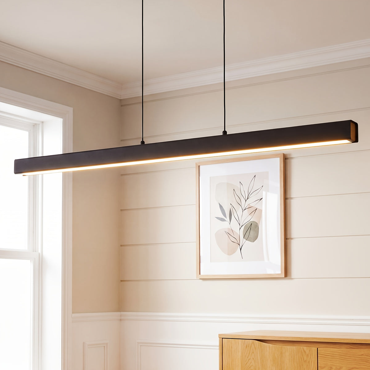 Suspension LED barre noire 36 W en métal et acrylique, longueur 100 cm