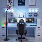 Lampadaire LED ventilateur 2 en 1 avec anneau RVB et télécommande