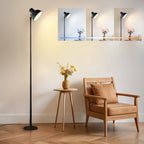 Lampe de sol LED noire orientable, hauteur réglable de 45 à 145 cm