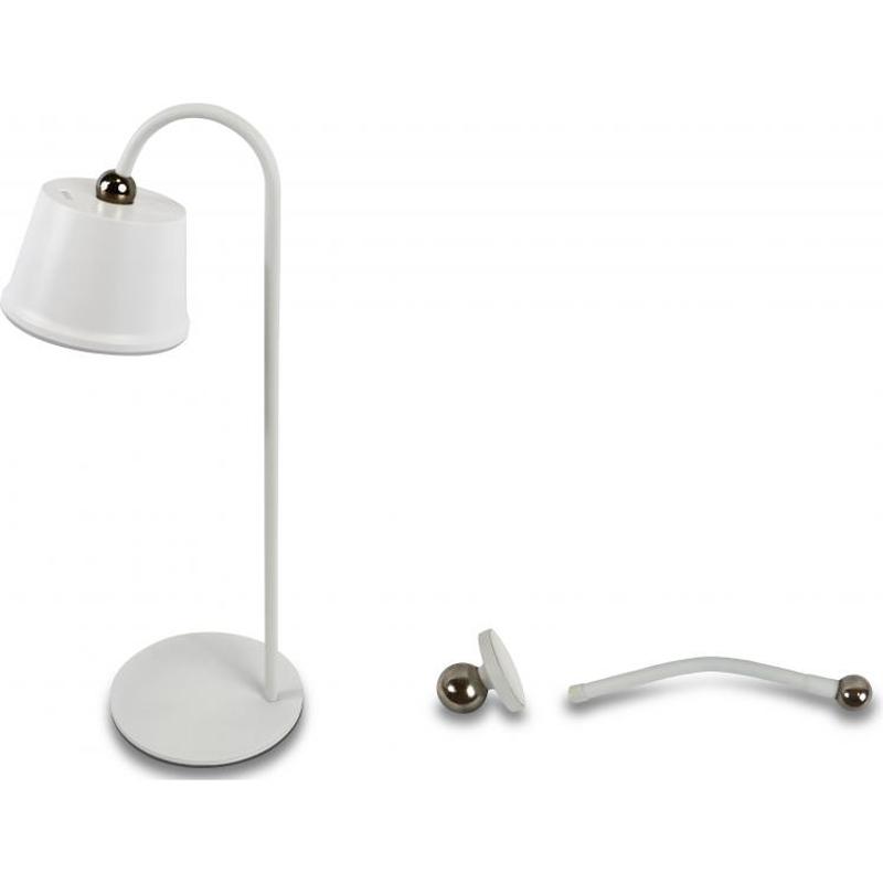Lampe de table sans fil blanche à tête aimantée et col de cygne