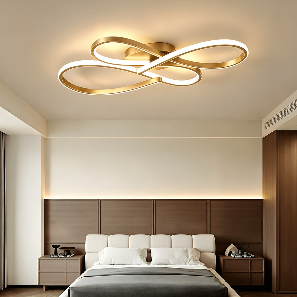 Plafonnier LED en double huit, 79 cm, noir, argenté ou doré