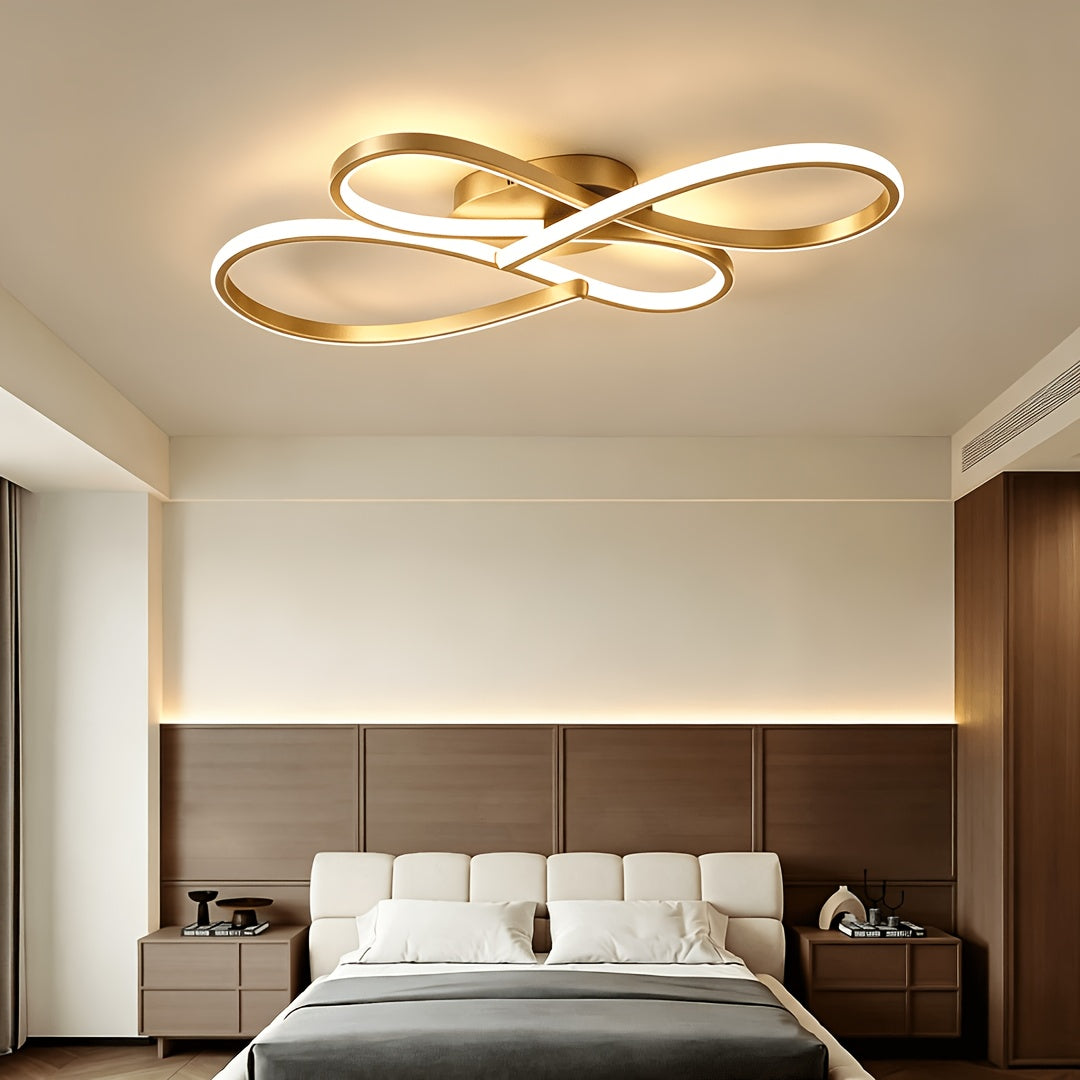 Plafonnier LED en double huit, 79 cm, noir, argenté ou doré