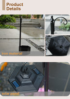 Lampadaire solaire 85 cm à jardinière hexagonale et lanterne suspendue