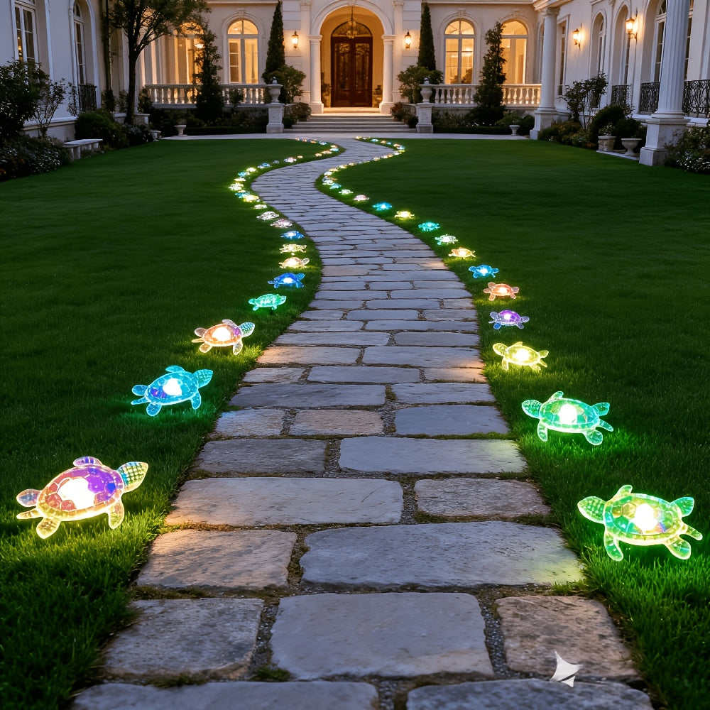 Guirlande solaire à piquets en forme de tortue, 10 ou 20 lumières