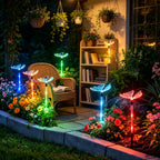 Lampe solaire papillon transparent sur tige lumineuse, lot de 4