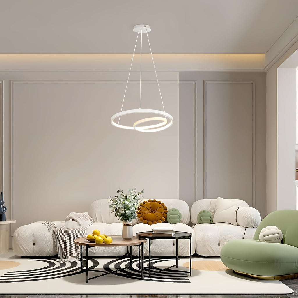 Lustre LED spirale à deux niveaux Ø 40 cm, blanc ou noir, 34 W