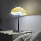 Lampe champignon à grand dôme crème et pied chromé, 51 cm
