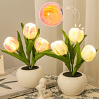 Lampe décorative bouquet de tulipes LED en pot céramique