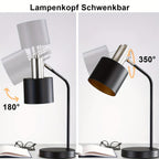 Lampe de chevet noire en métal à tête orientable, douille E27