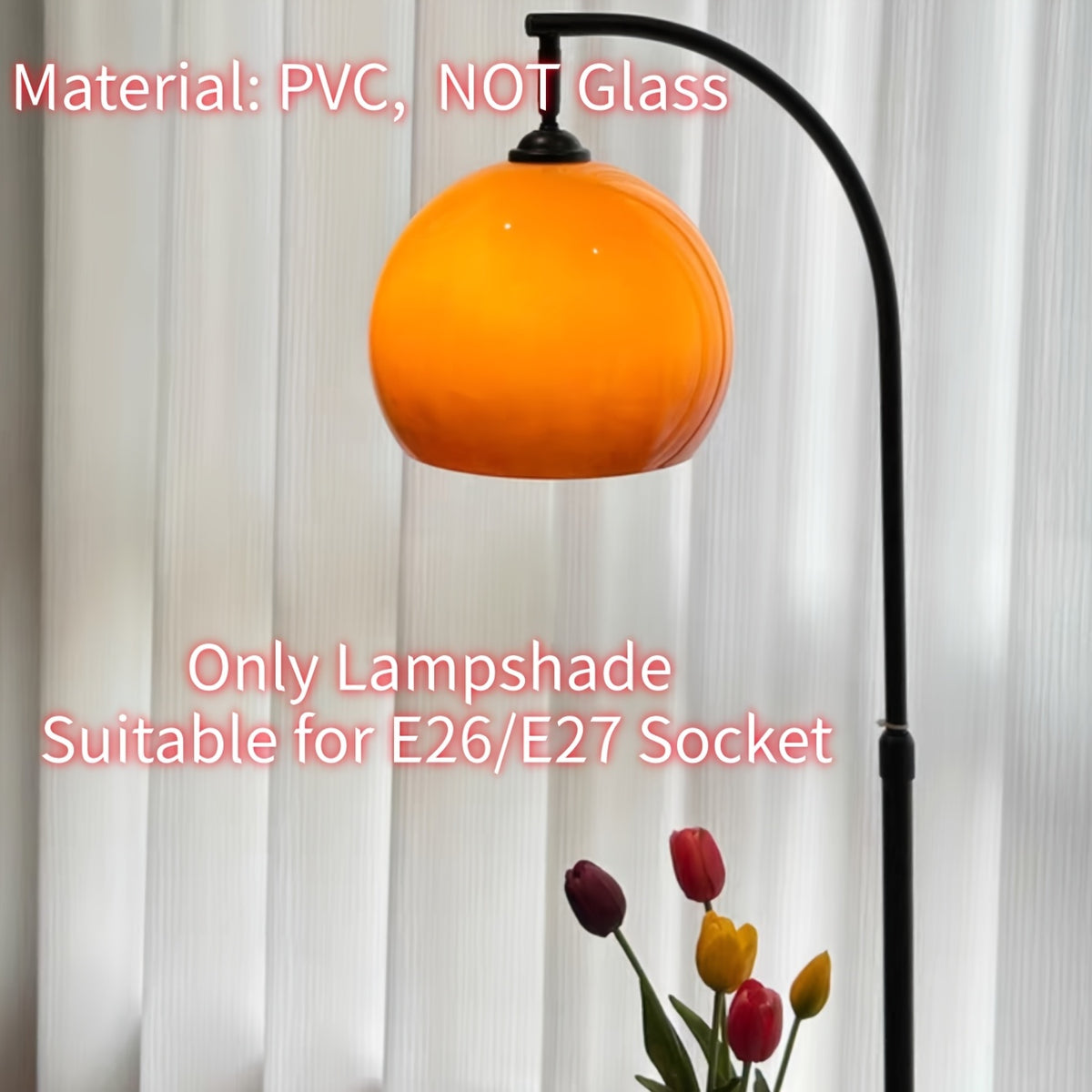 Abat-jour dôme rétro orange dégradé en PVC pour suspension, Ø 25 cm