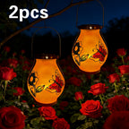 Suspension solaire d'extérieur peinte fleur et papillon, IP44