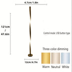 Lampadaire LED spirale minimaliste de 121 cm, trois teintes