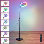 Lampadaire à ventilateur et lumière LED RVB sur col de cygne, 185 cm