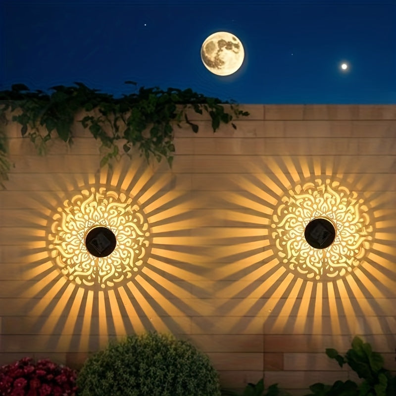 Applique solaire à motifs projetés, cylindre ajouré, lot de 2