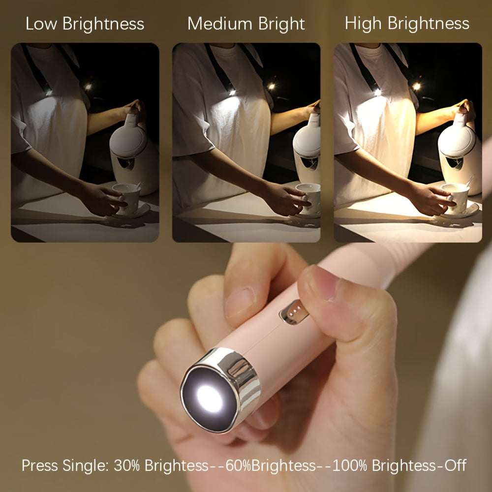 Lampe de lecture tour de cou rechargeable, 3 teintes, noire ou rose
