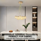 Lustre grappe de globes acryliques LED, doré ou blanc, trois teintes