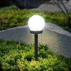 Lampe solaire boule blanche à piquet IP65, lot de 4 pour pelouse