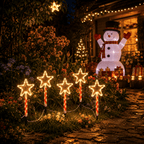 Guirlande solaire de Noël à 5 étoiles sur piquets sucre d'orge
