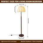 Lampadaire rétro à abat-jour festonné en tissu fleuri, 152 cm