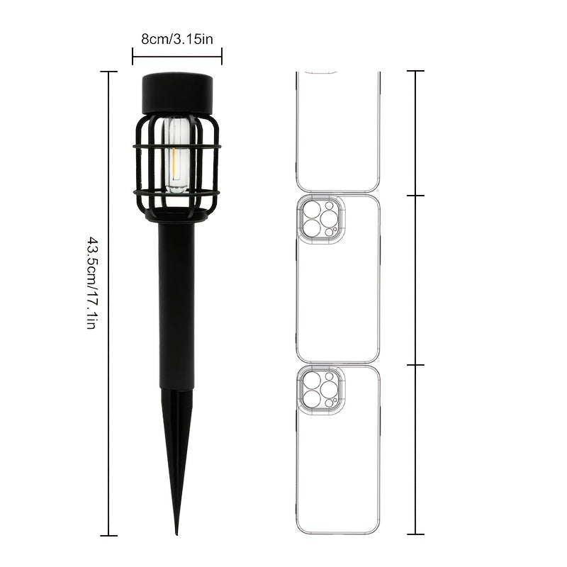Lot de 2 lanternes solaires à cage noire sur piquet, 43,5 cm