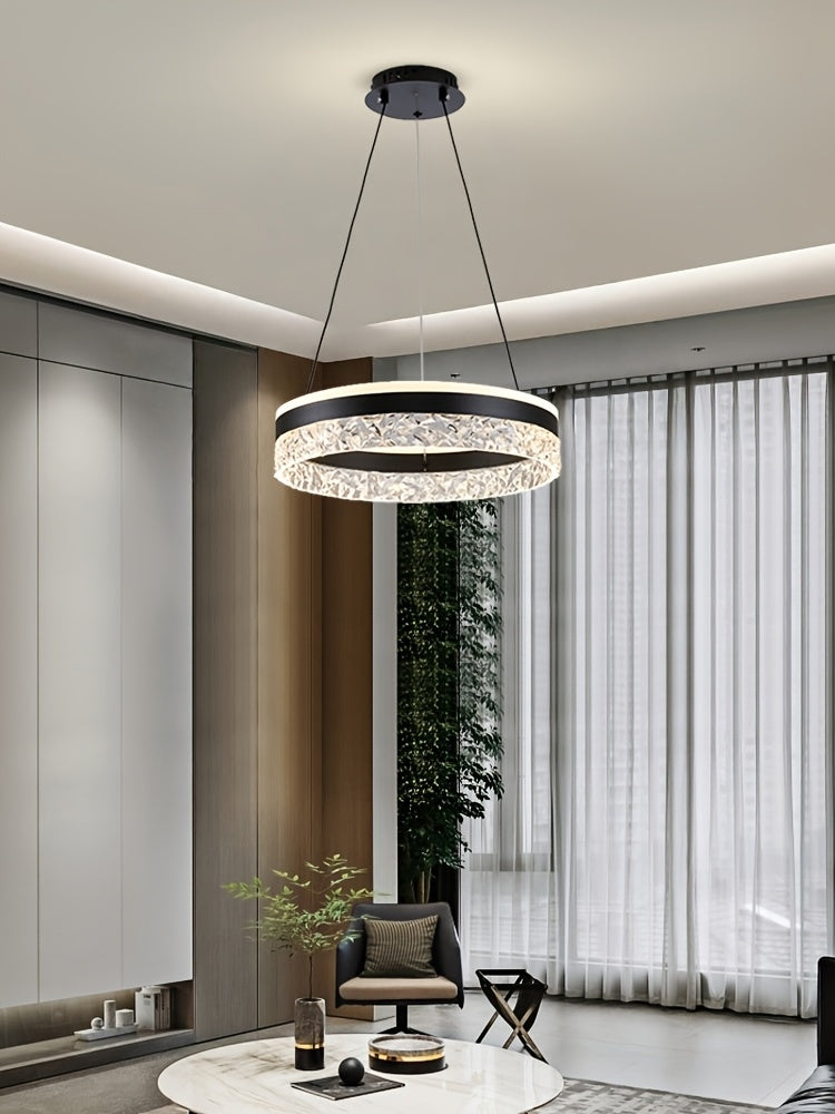 Suspension anneau LED Ø 40 cm, diffuseur effet glace, trois teintes