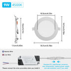 Spot LED encastrable Ø 14,7 cm, 9 W blanc neutre 4500 K, lot de 12