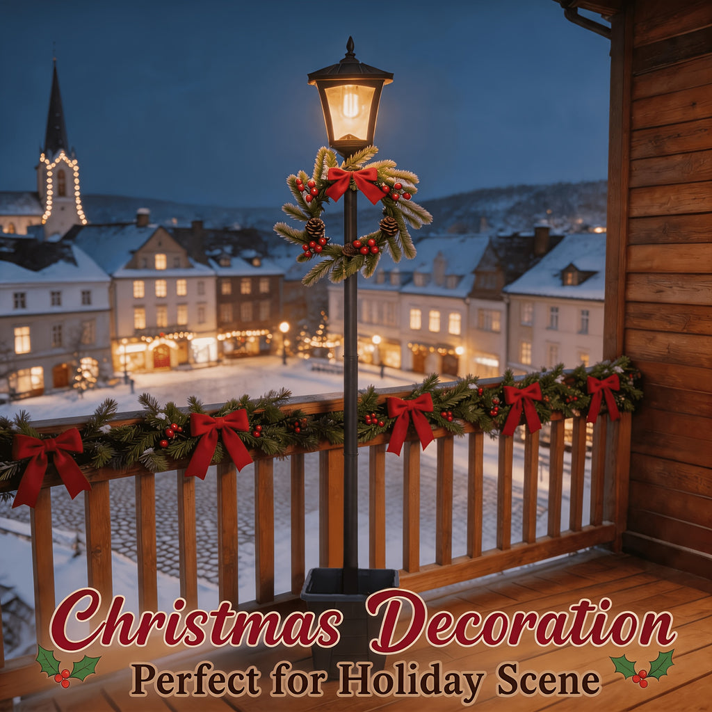 Lampadaire de Noël d'extérieur avec Plante / Un Paquet