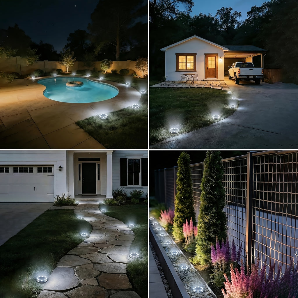 Mini spot solaire de sol 8 LED, 5,7 cm, IP44, lot de 5 ou de 7
