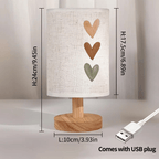 Lampe de chevet à abat-jour en tissu imprimé de trois cœurs
