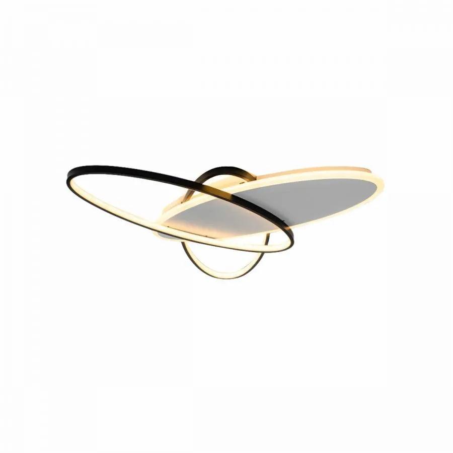 Plafonnier LED à trois ovales noir et blanc, 67,5 cm, télécommande