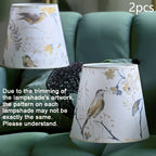 Lot de 2 petits abat-jour en tissu imprimé oiseaux et fleurs