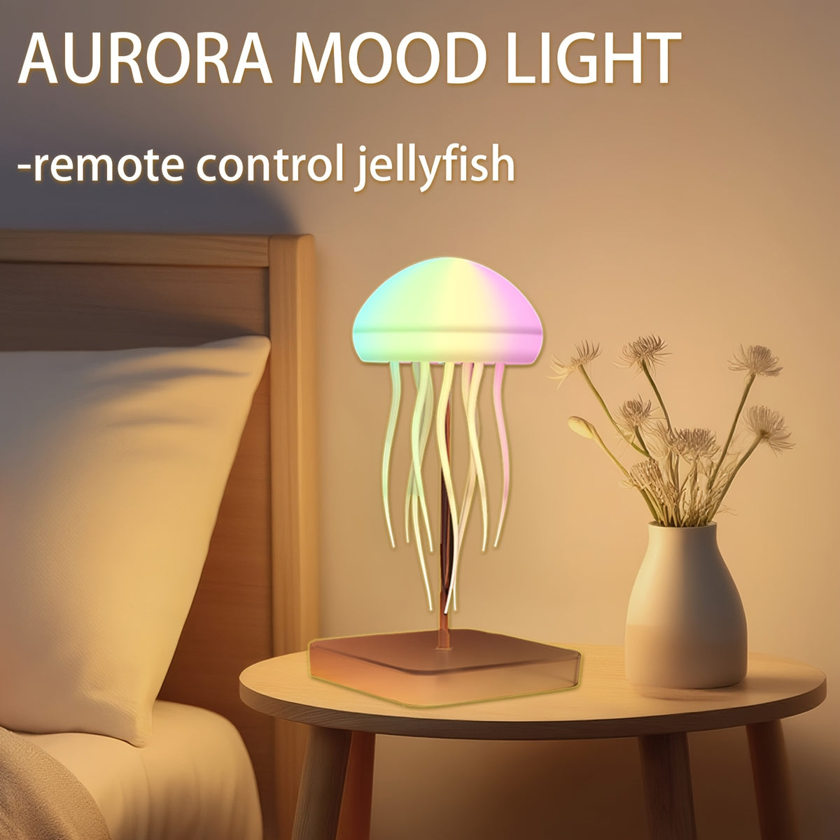 Lampe méduse sans fil RVB, télécommande et commande tactile