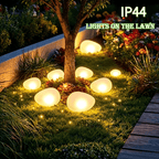 Lampe solaire galet givré grand format 14,2 cm pour massif