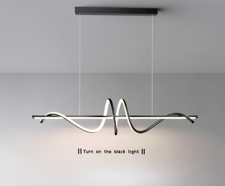 Suspension LED linéaire à vague lumineuse, 100 cm, doré ou noir
