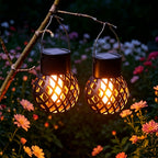 Lanterne solaire boule à effet flamme 12 LED, IP44, lot de 4