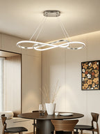 Lustre LED en double boucle infinie de 100 cm, noir, argenté ou doré