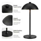 Lot de 4 lampes champignon noires sans fil en métal, tactiles