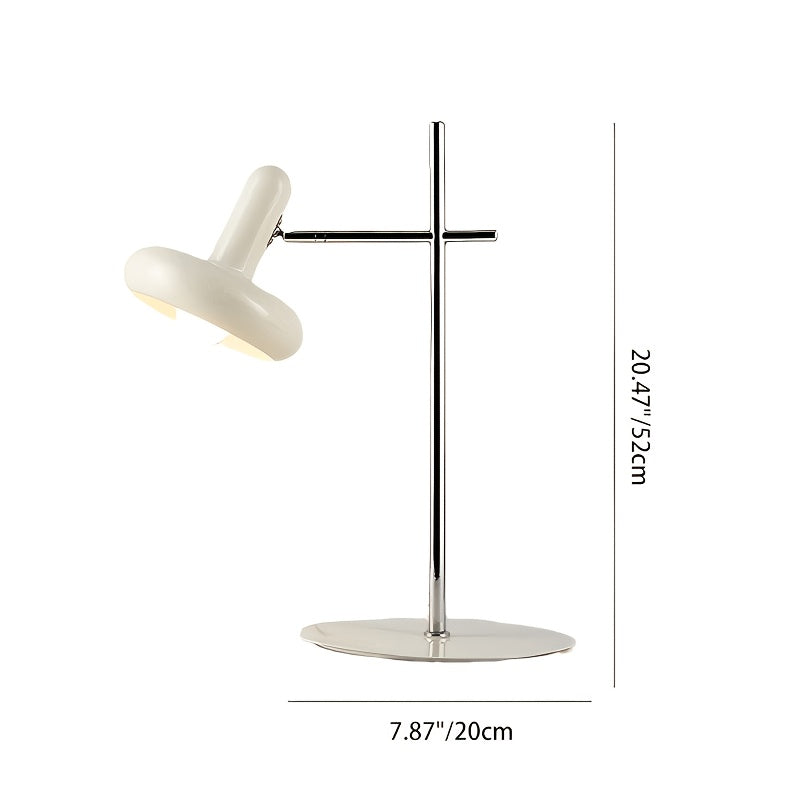 Lampe de bureau LED à tête ronde orientable, crème et chrome, 52 cm