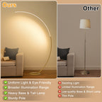 Lampadaire arc LED doré à télécommande, teinte réglable, 165 cm
