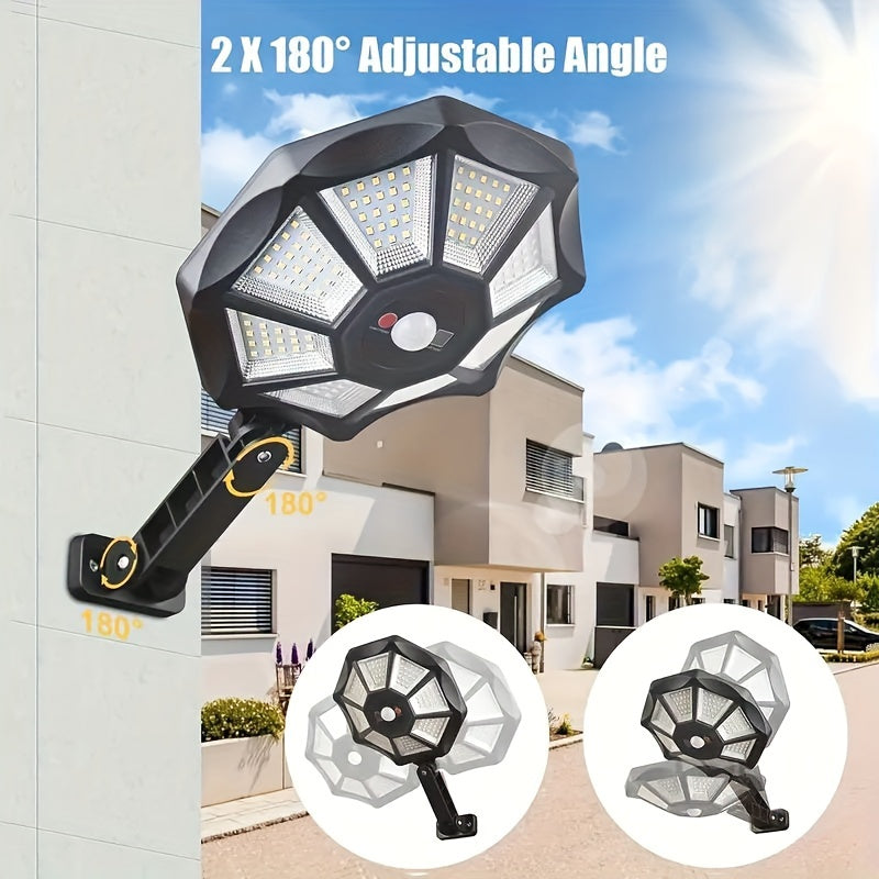 Projecteur solaire octogonal 168 LED à détecteur, lot de 2