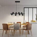 Suspension 4 spots orientables GU10 en métal noir, barre 66 cm