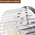 Plafonnier noir à prismes de cristal, 3 lumières E27, Ø 40 cm