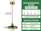 Suspension en verre vert feuille de lotus, douille dorée E27