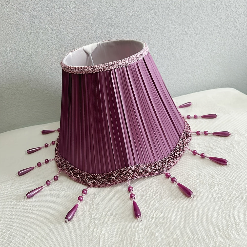 Abat-jour plissé violet prune à pendeloques en gouttes, Ø 25 cm