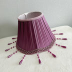 Abat-jour plissé violet prune à pendeloques en gouttes, Ø 25 cm