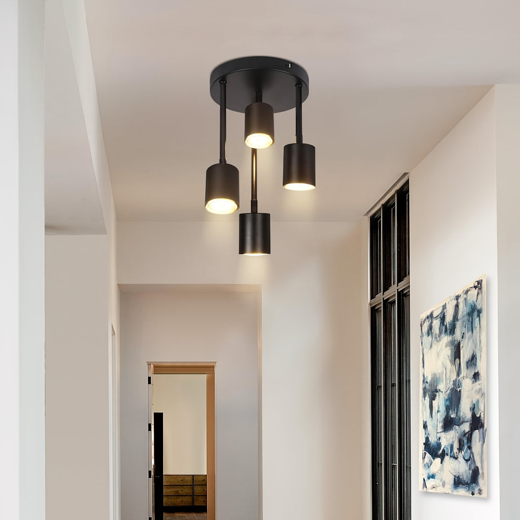 Plafonnier noir à spots GU10 en cascade, 3 ou 4 têtes orientables