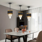 Mini lustre à tubes dorés et prismes de cristal, Ø 20 cm, sur chaîne