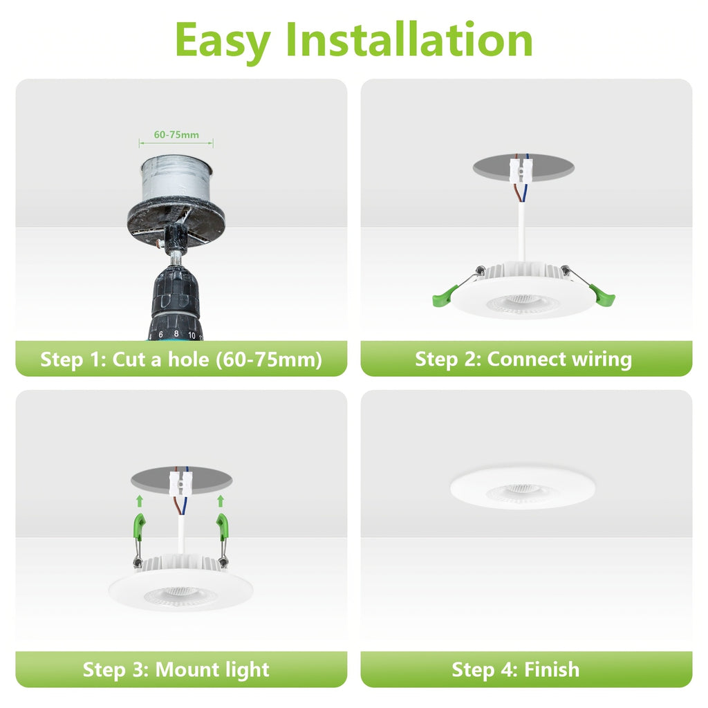 Lot de 6 spots LED encastrables 7 W à variateur, 3 teintes réglables