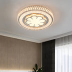 Plafonnier LED à cristaux acryliques Ø 43 cm, motif soleil ou fleur